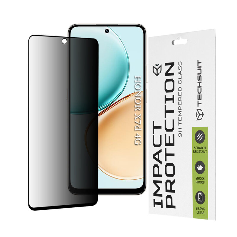Folie sticla Honor X7d 4G Techsuit 111D Privacy Full Glue, negru