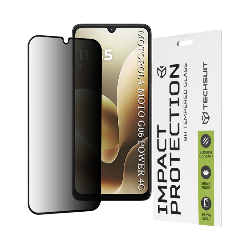 Folie sticla Motorola Moto G06 Power Techsuit 111D Privacy Full Glue, negru