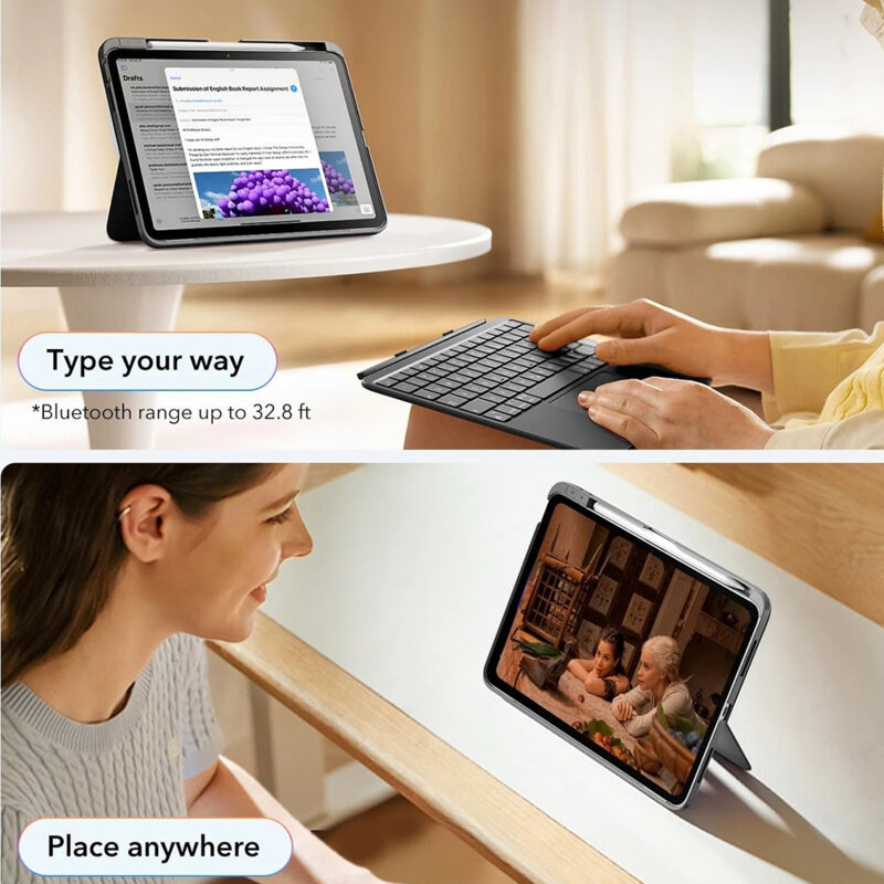 Husa iPad 10 (2022) 10.9 ESR Flex Keyboard Case, gri