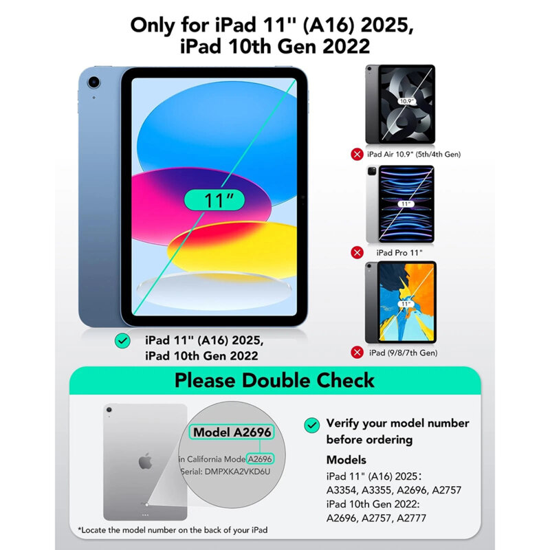 Husa iPad 11 (2025) ESR Flex Keyboard Case, gri