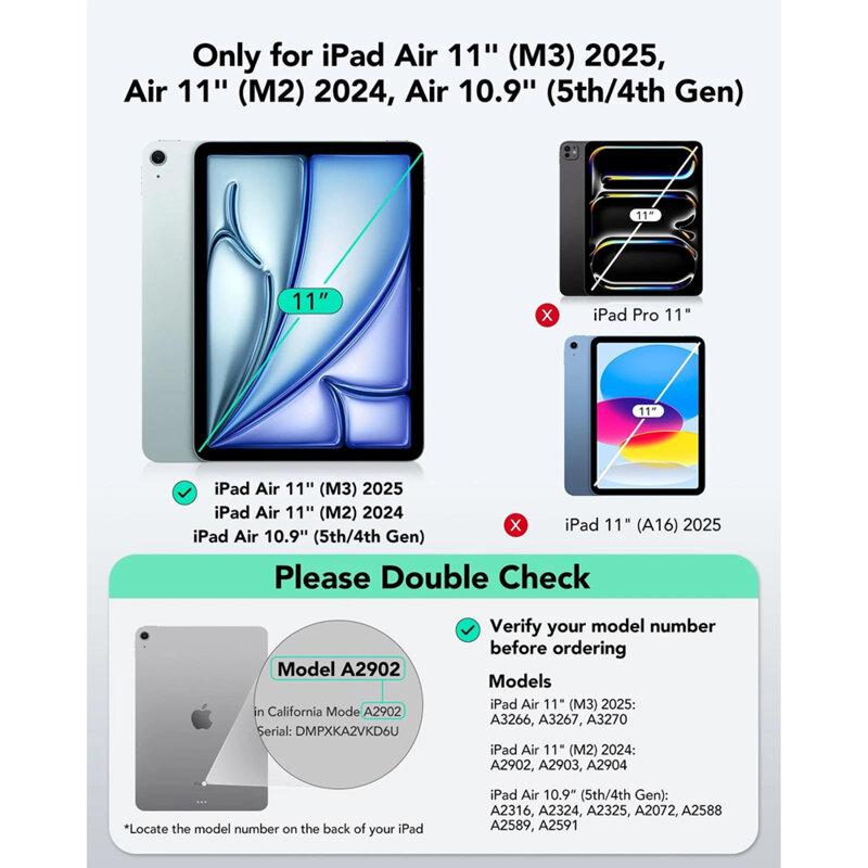 Husa iPad Air 11 (2025) ESR Flex Keyboard Case, gri