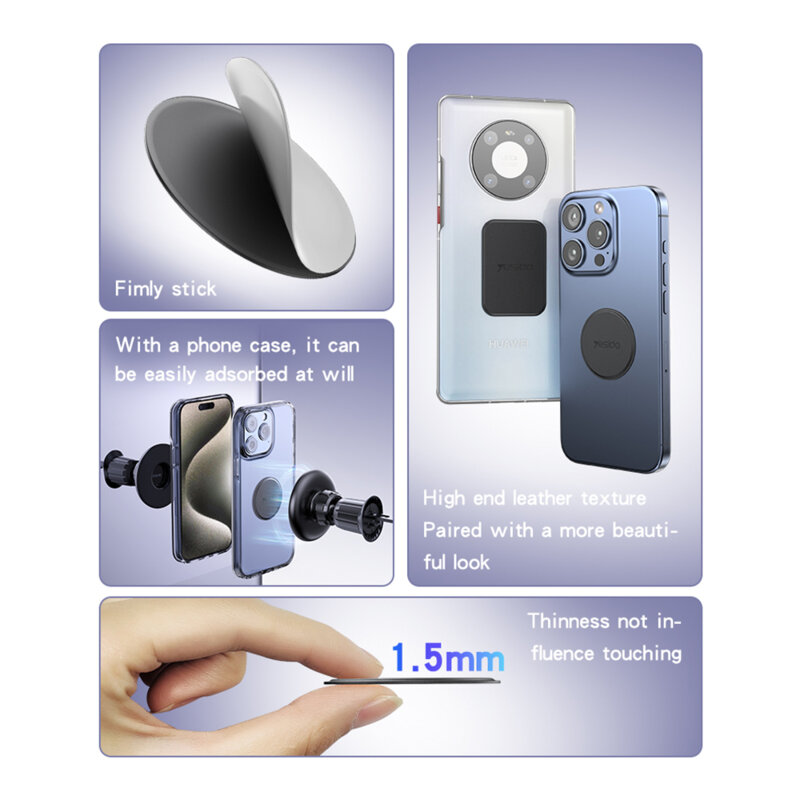 [Set 2x] Placuta metalica suport magnetic telefon Yesido C207