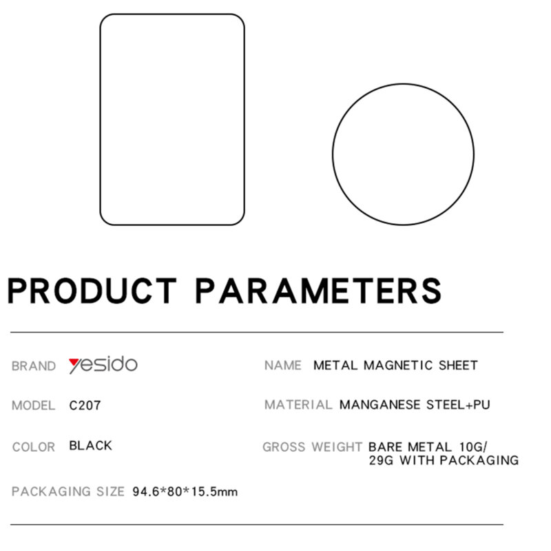 [Set 2x] Placuta metalica suport magnetic telefon Yesido C207