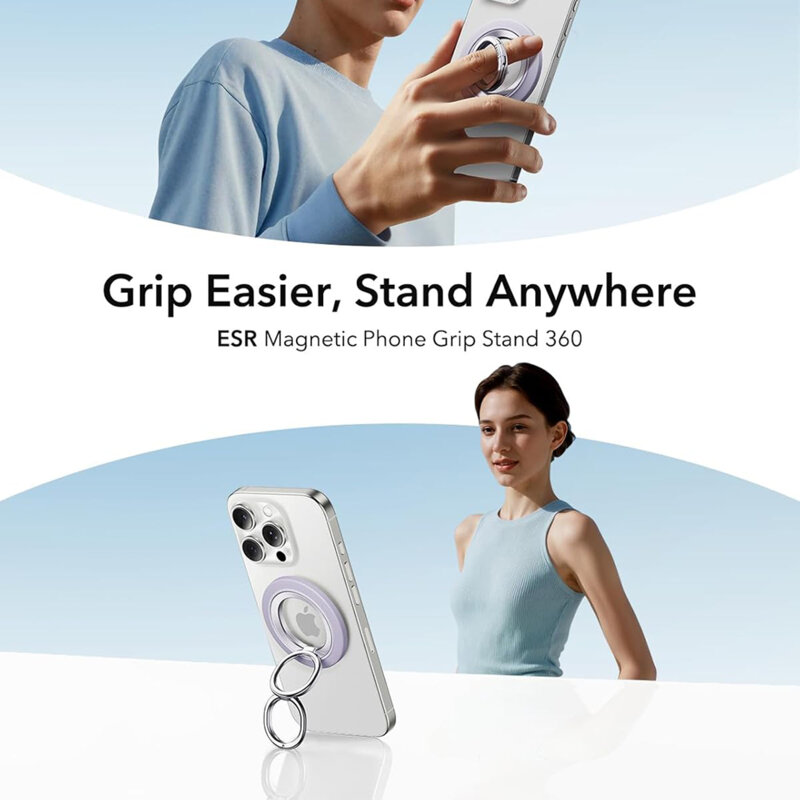 Suport telefon flexibil, inel magnetic 360° ESR HaloLock, lila