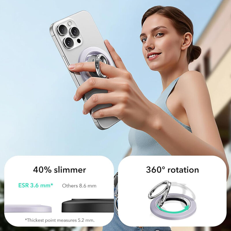 Suport telefon flexibil, inel magnetic 360° ESR HaloLock, lila