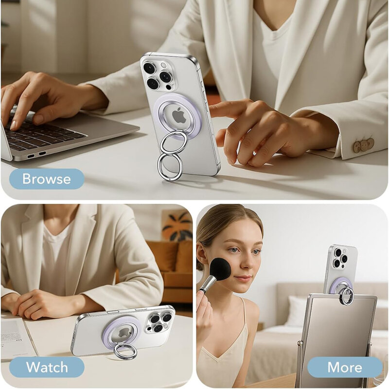 Suport telefon flexibil, inel magnetic 360° ESR HaloLock, lila