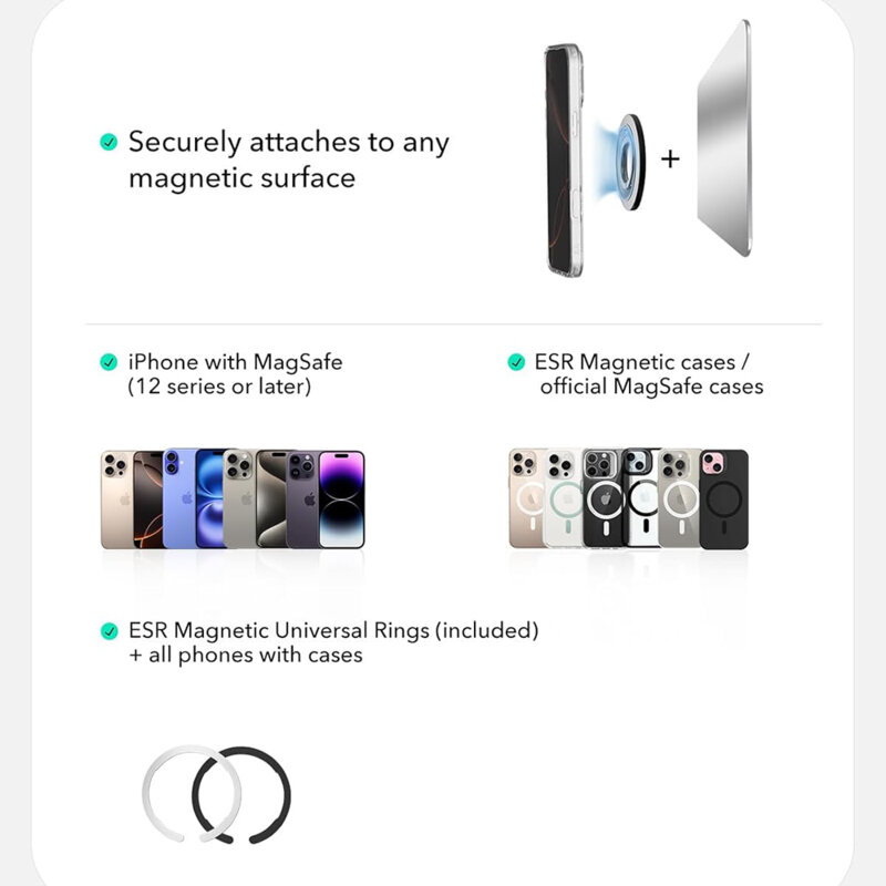 Suport telefon flexibil, inel magnetic 360° ESR HaloLock, lila