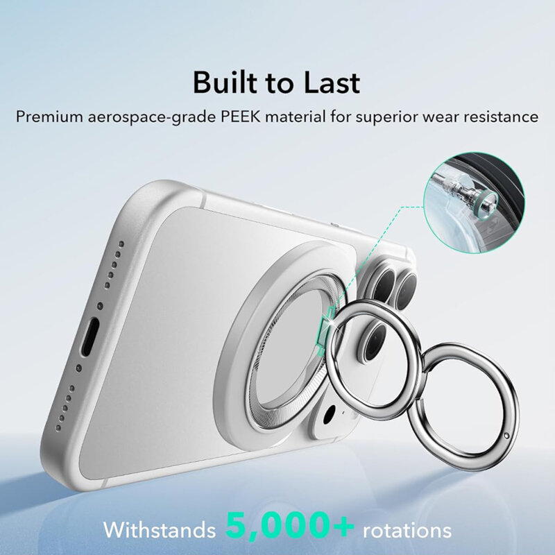 Suport telefon flexibil, inel magnetic 360° ESR HaloLock, alb