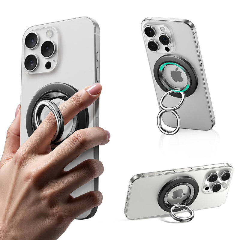 Suport telefon flexibil, inel magnetic 360° ESR HaloLock, negru
