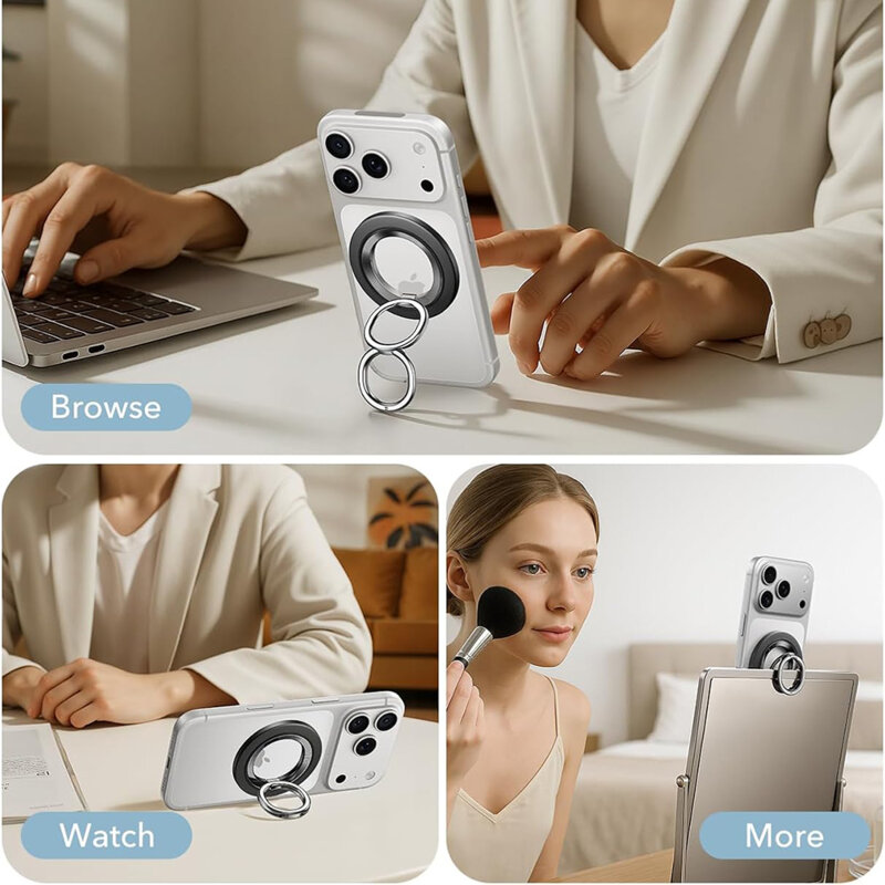 Suport telefon flexibil, inel magnetic 360° ESR HaloLock, negru