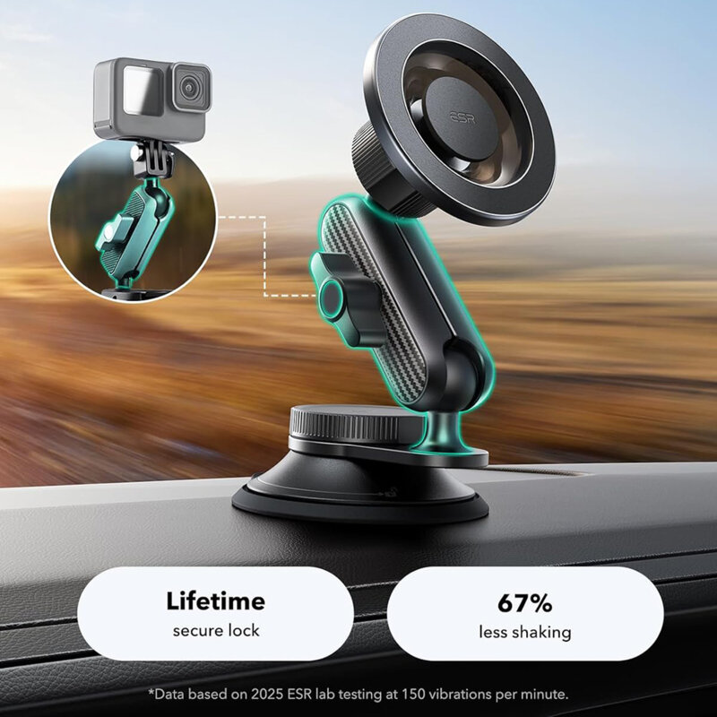 Suport auto magnetic pentru bord, universal ESR OmniLock, negru/carbon