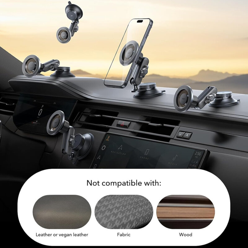 Suport auto magnetic pentru bord, universal ESR OmniLock, negru/carbon