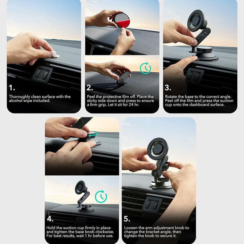 Suport auto magnetic pentru bord, universal ESR OmniLock, negru/carbon