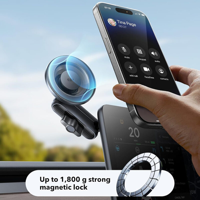 Suport auto magnetic pentru bord, universal ESR OmniLock, negru/carbon