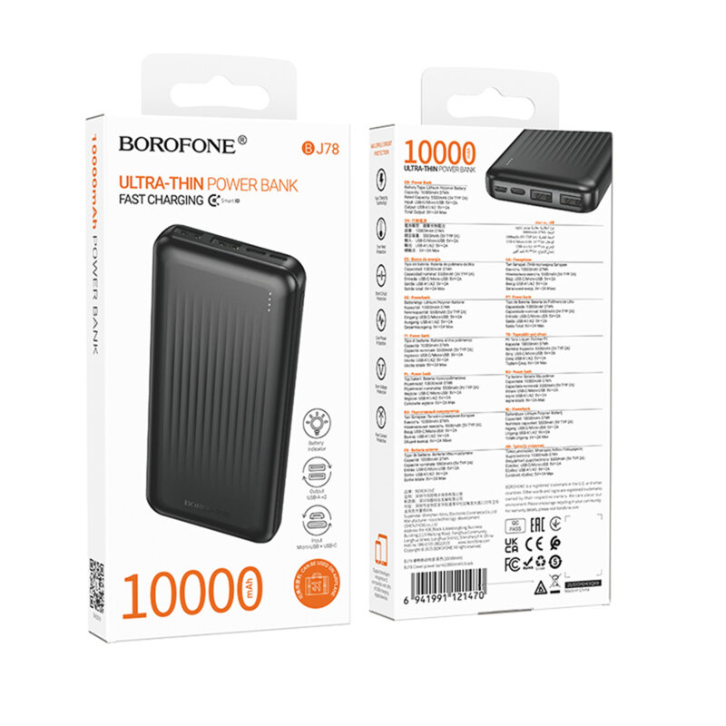 Baterie externa Fast Charging 10000mAh Borofone Clever BJ78, negru