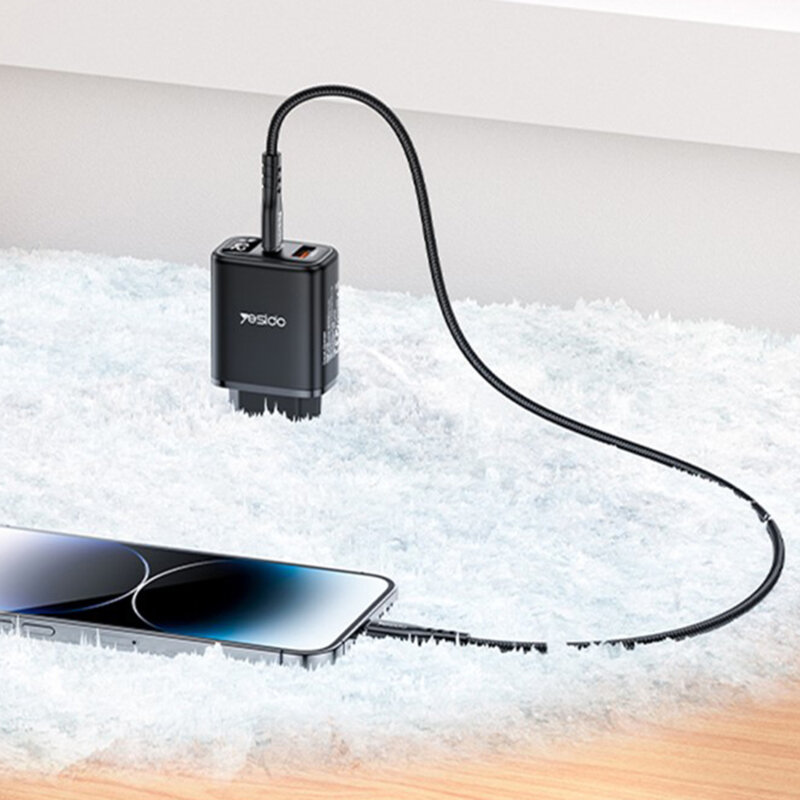Incarcator retea USB, tip C cu display Yesido, 20W, YC68