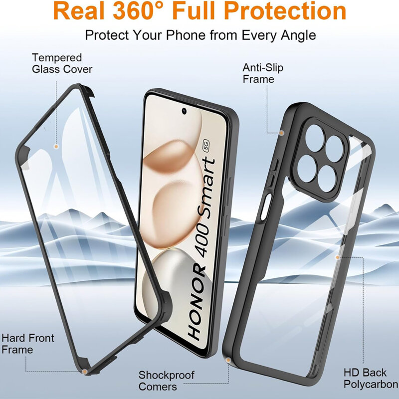 Husa 360° Honor 400 Smart Techsuit ColorVerse, negru