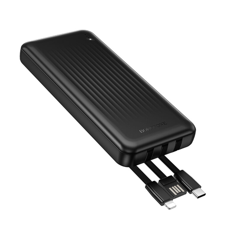 Baterie externa USB 10000mAh cu 3 cabluri Borofone BJ79, negru