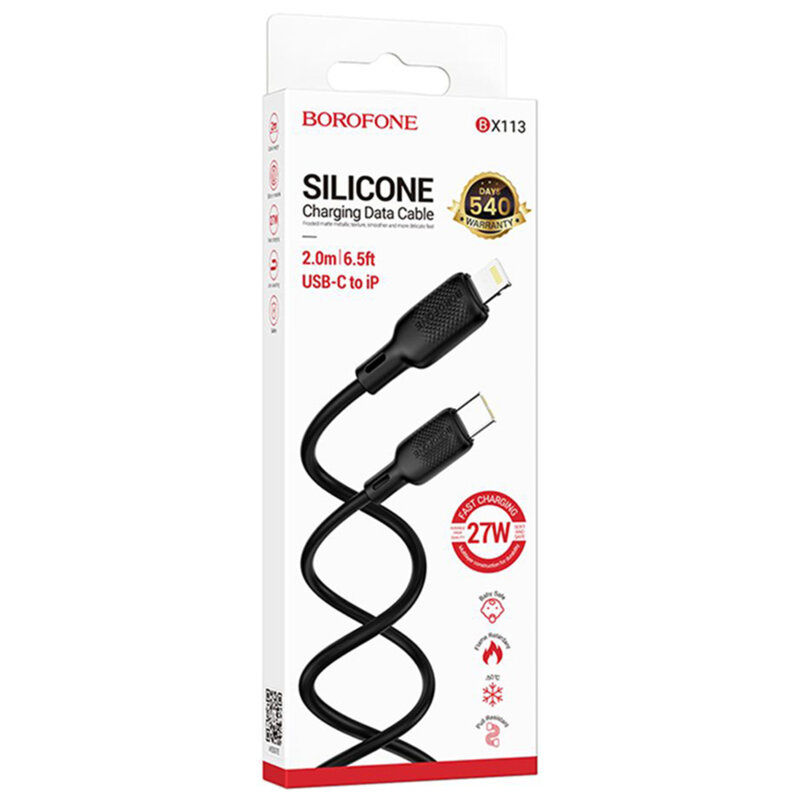 Cablu de incarcare iPhone 27W Borofone Lenny, negru, 2m, BX113