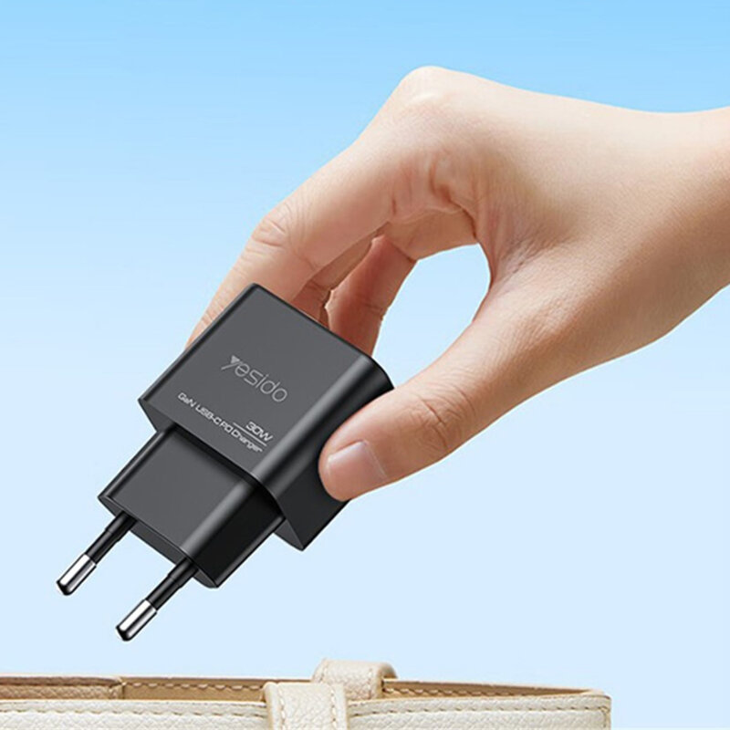 Incarcator priza Fast Charging Type-C + USB-A Yesido YC64, negru