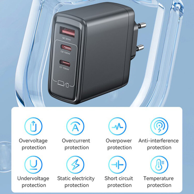 Incarcator GaN Fast Charge USB, 2x tip C 100W Yesido, YC142