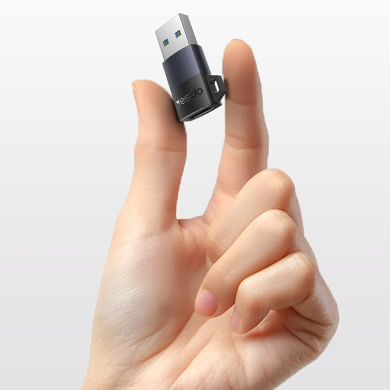 Adaptor OTG USB la Type-C, 18W Yesido GS34, gri