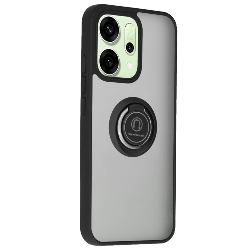 Husa Oppo Reno14 Techsuit Glinth cu inel suport stand magnetic, negru