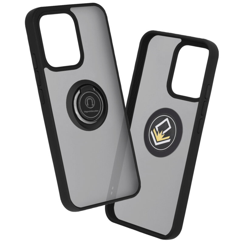Husa Oppo Reno14 Techsuit Glinth cu inel suport stand magnetic, negru
