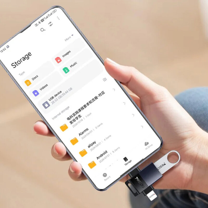 Adaptor OTG 2in1 USB la Lightning & Type-C Yesido GS35, gri
