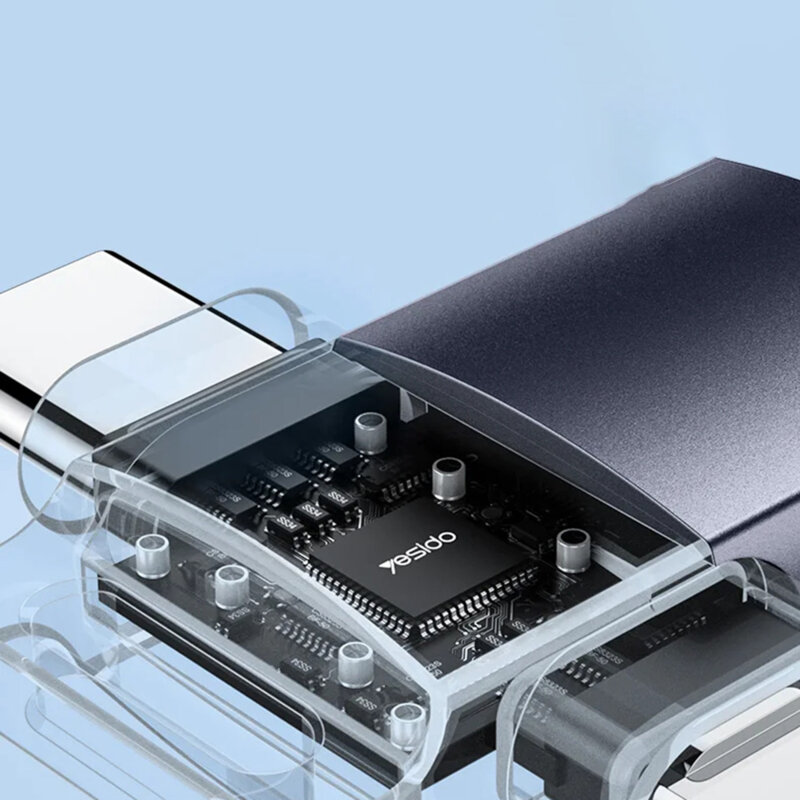 Adaptor OTG 2in1 USB la Lightning & Type-C Yesido GS35, gri