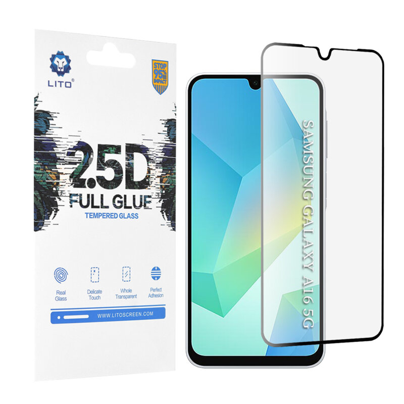 Folie sticla Samsung Galaxy A16 5G Lito 2.5D Full Glue, negru