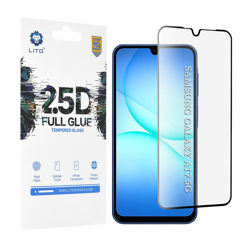 Folie sticla Samsung Galaxy A17 5G Lito 2.5D Full Glue, negru