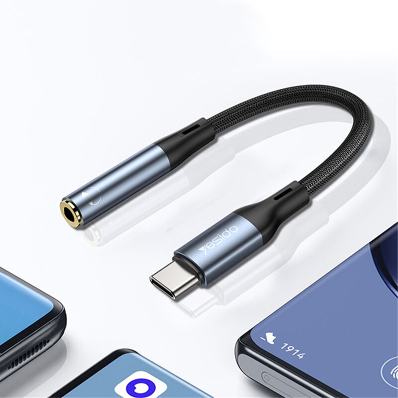 Adaptor audio USB-C la Jack 3.5mm Yesido, 15cm, YAU38, negru
