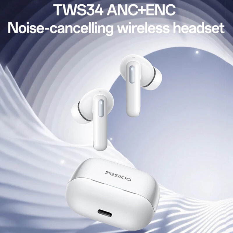 Casti Bluetooth Noise Cancelling, touch Yesido TWS34, 320mAh, alb
