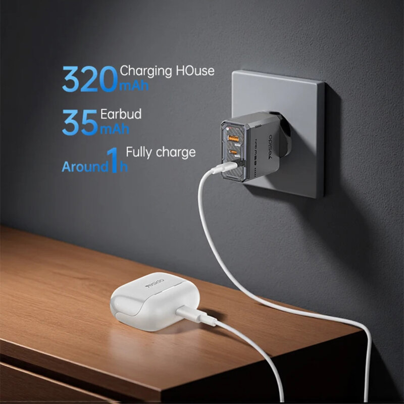 Casti Bluetooth Noise Cancelling, touch Yesido TWS34, 320mAh, alb