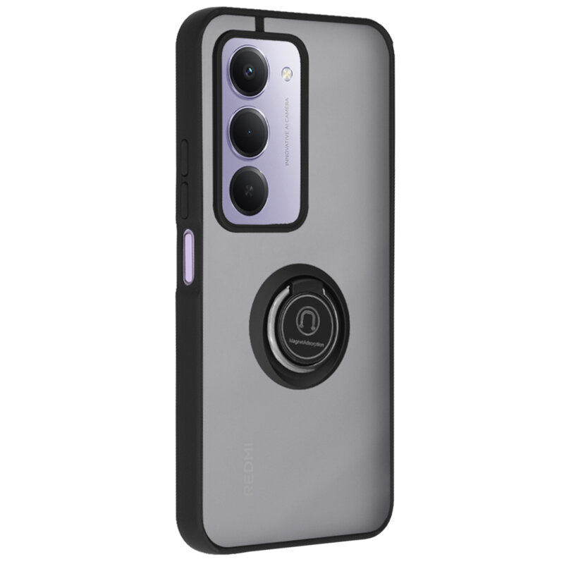 Husa Xiaomi Redmi 15 4G Techsuit Glinth cu inel suport stand magnetic, negru