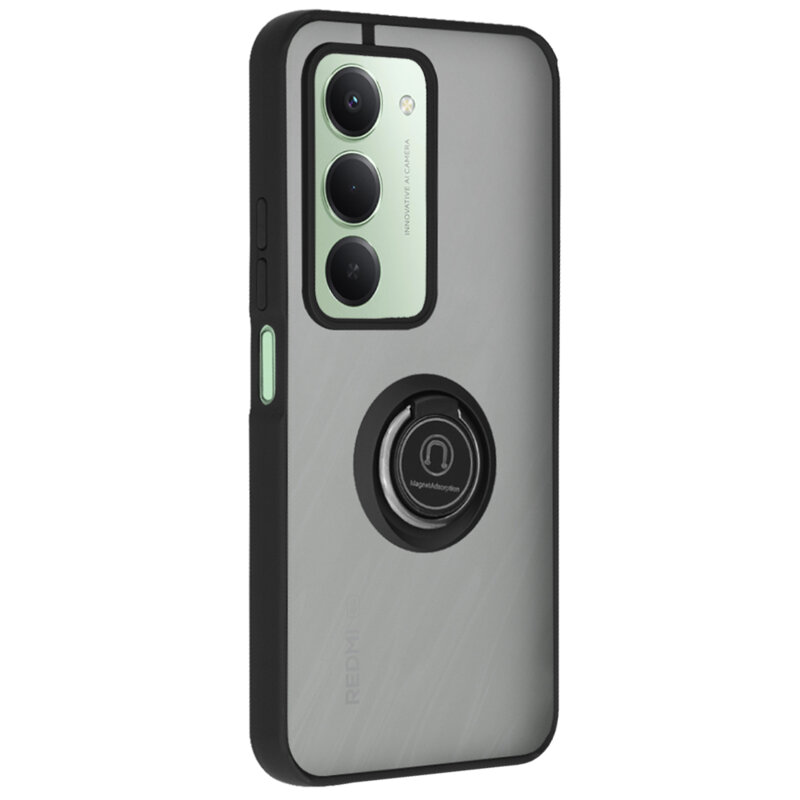 Husa Xiaomi Redmi 15 5G Techsuit Glinth cu inel suport stand magnetic, negru
