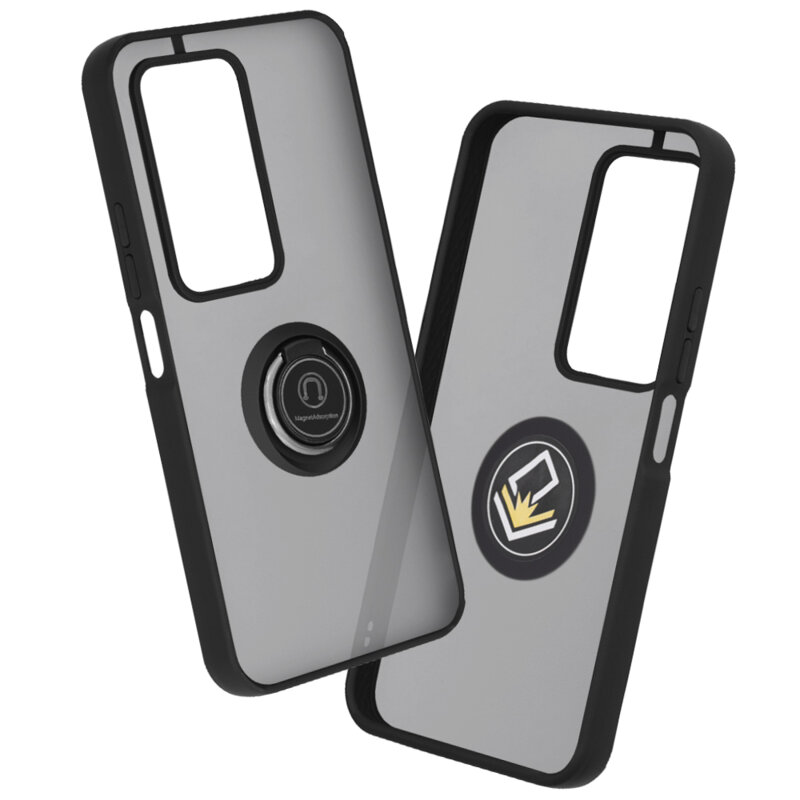 Husa Xiaomi Redmi 15 5G Techsuit Glinth cu inel suport stand magnetic, negru