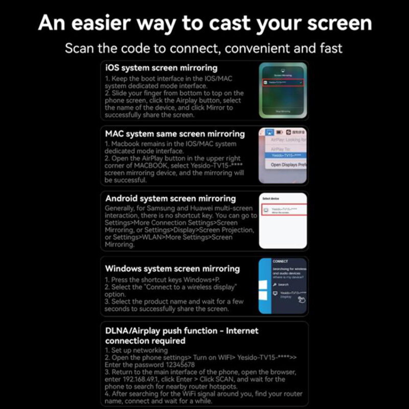 Adaptor oglindire ecran TV WiFi Yesido TV15, gri