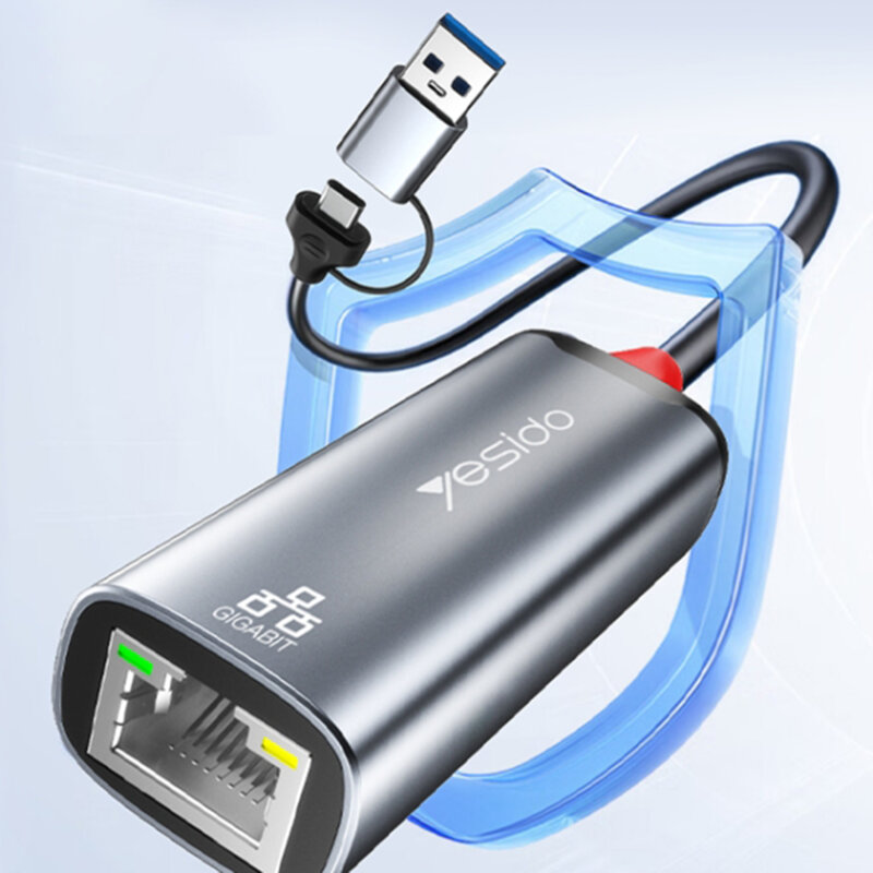 Adaptor internet USB, Type-C la RJ45 1000Mbps Yesido, HB26