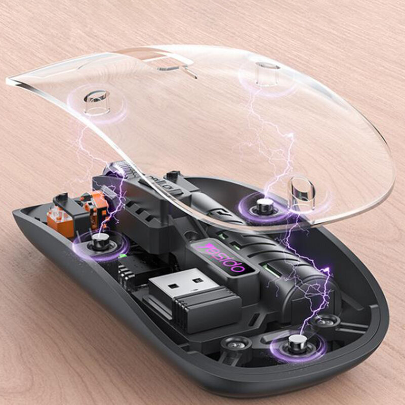 Mouse transparent wireless dual-mode 2.4G + BT Yesido KB29, negru