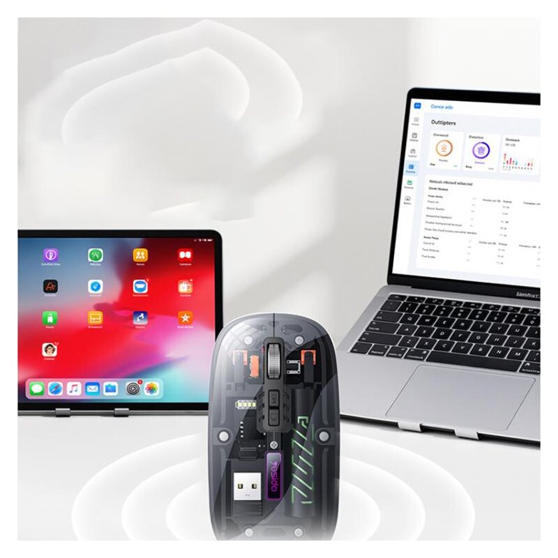 Mouse transparent wireless dual-mode 2.4G + BT Yesido KB29, negru