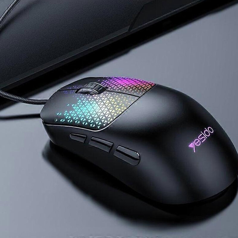 Mouse gaming cu fir USB RGB 7200DPI, Yesido KB20, negru