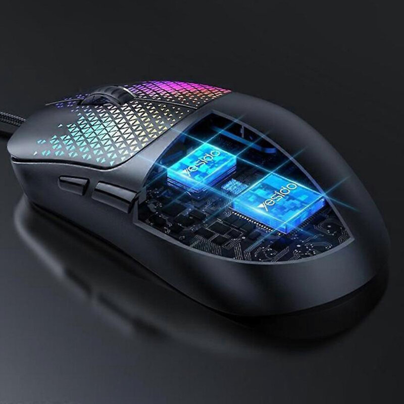 Mouse gaming cu fir USB RGB 7200DPI, Yesido KB20, negru