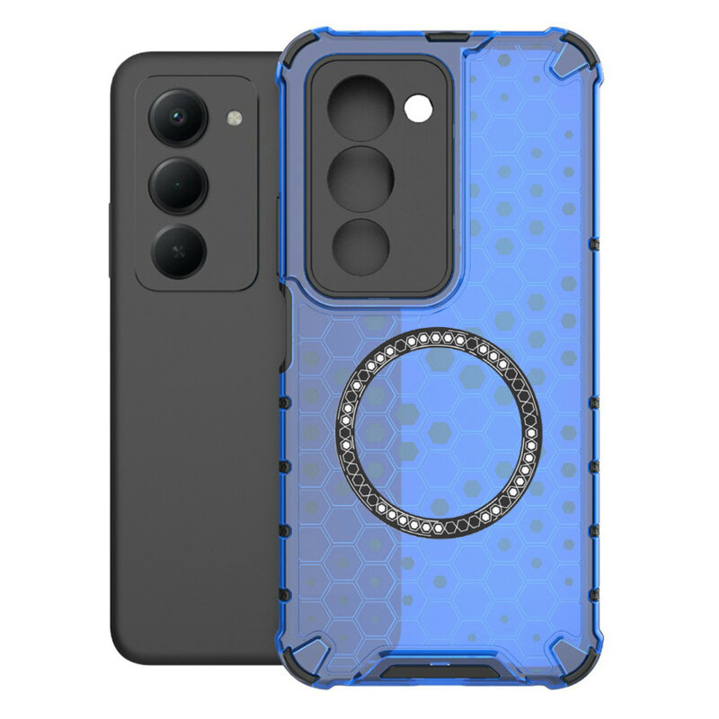 Husa transparenta Xiaomi Redmi 15 5G Techsuit HoneyComb Shield MagSafe, albastru