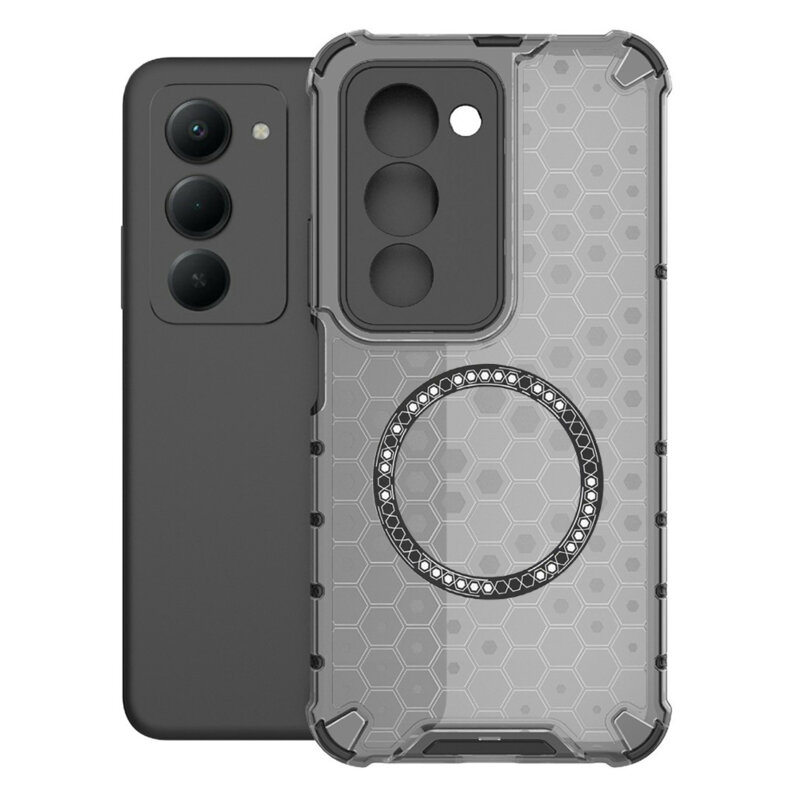 Husa transparenta Xiaomi Redmi 15 5G Techsuit HoneyComb Shield MagSafe, negru