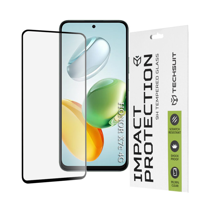 Folie sticla Honor X7c Techsuit 111D Full Glue Full Cover, negru