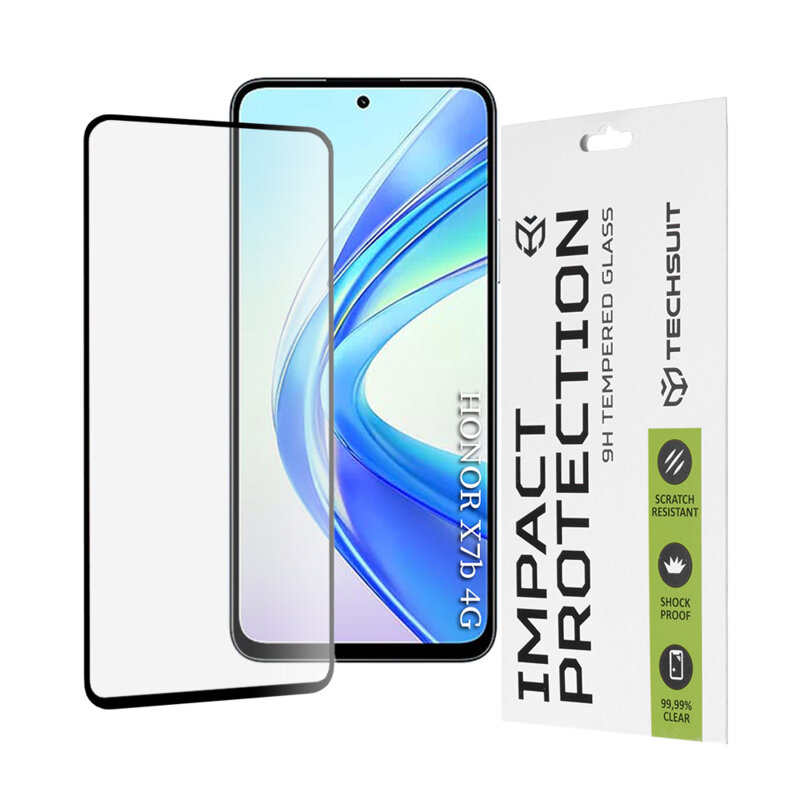 Folie sticla Honor X7b Techsuit 111D Full Glue Full Cover, negru