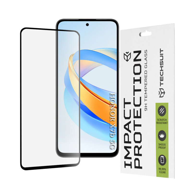 Folie sticla Honor X7b 5G Techsuit 111D Full Glue Full Cover, negru