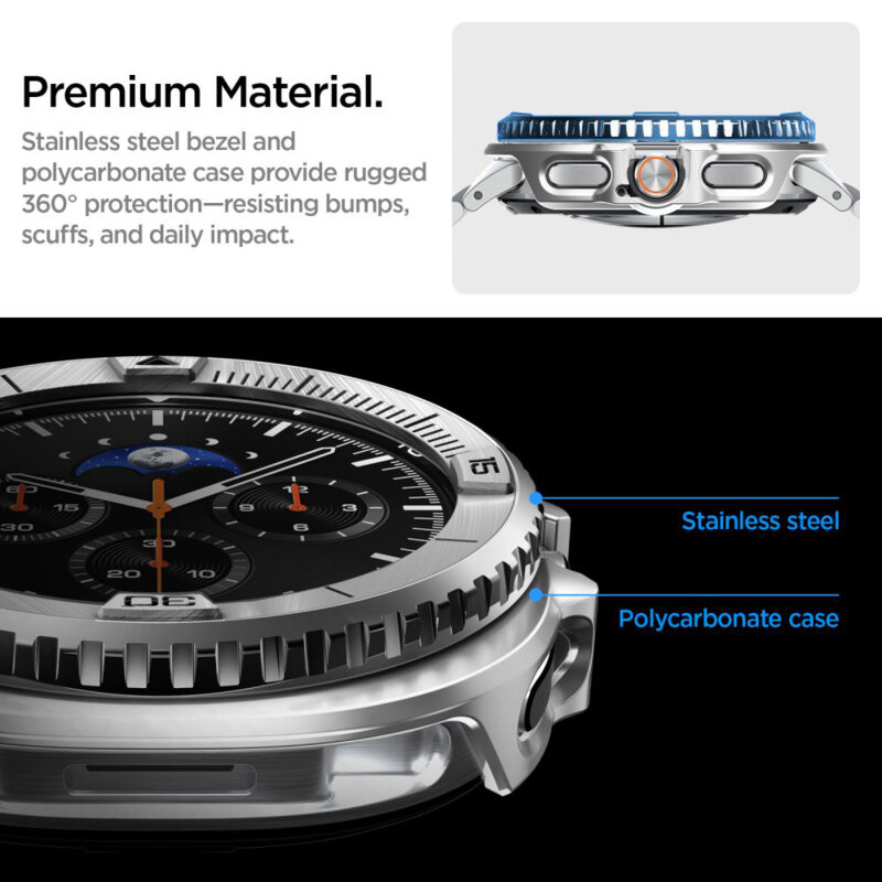 Rama protectie, bezel Samsung Galaxy Watch8 Classic Spigen, argintiu